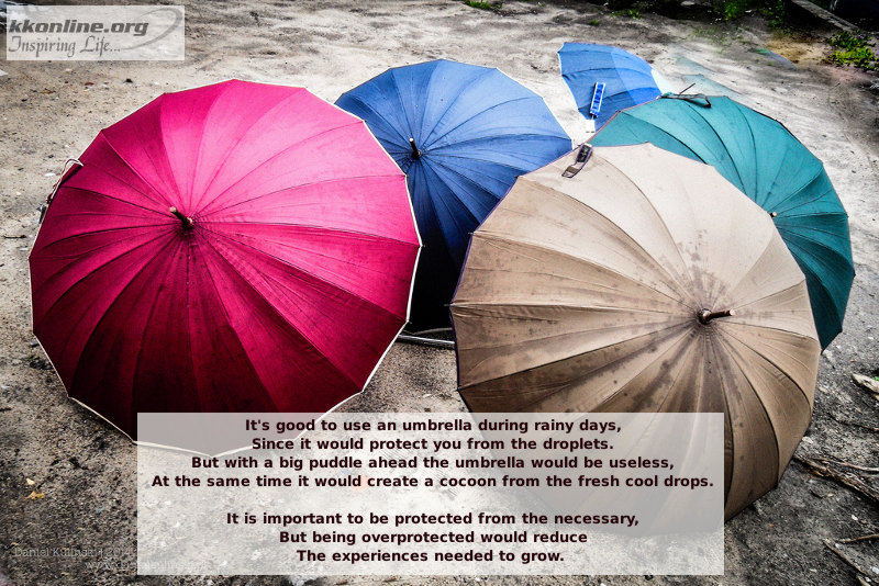 It's good to use an umbrella during rainy days, Since it would protect you from the droplets.