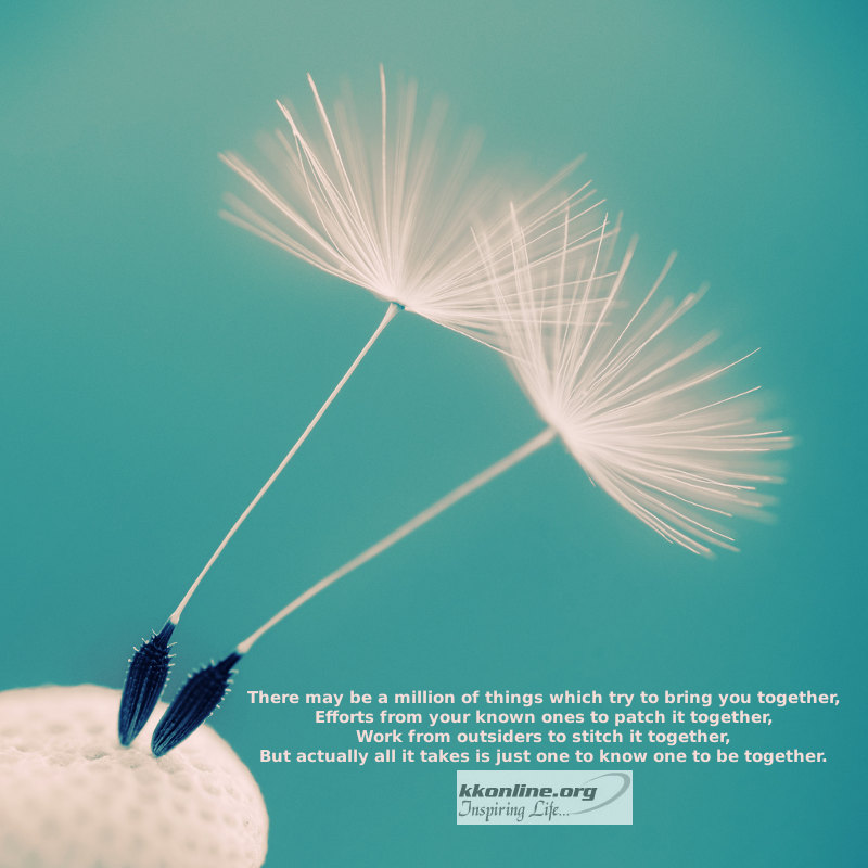 There may be a million of things which try to bring you together.